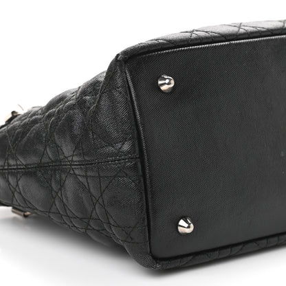 Christian Dior Coated Canvas Cannage Mini Panarea Tote Black 8 of 11
