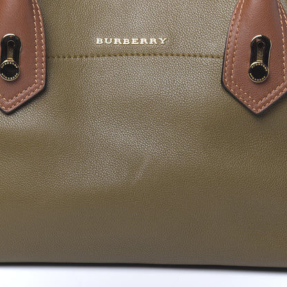 Burberry Mini Grain Calfskin Bi-Color Small Barnsburry Tote Clay Green Burnt Toffee 7 of 9