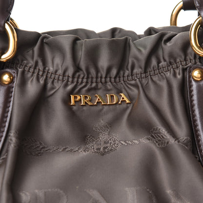 Prada Tessuto Nylon Jacquard Logo Tote Fumo 8 of 10
