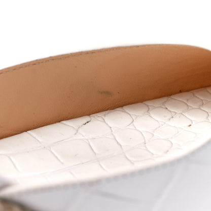 Christian Louboutin Calfskin Crocodile Embossed Amelia 90 Espadrille Wedges 38 White 8 of 8