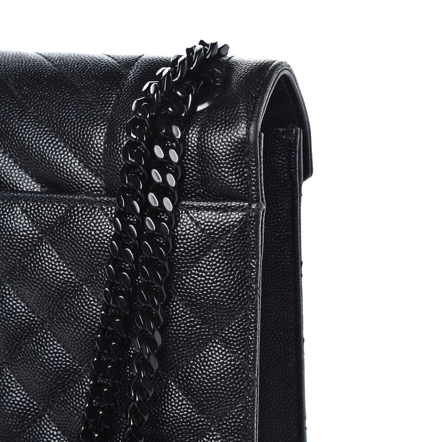 Saint Laurent Grain De Poudre Textured Mixed Matelasse Large Triquilt Monogram Monochrome Satchel Black 11 of 14