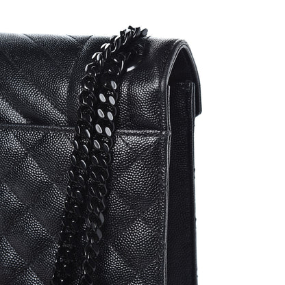 Saint Laurent Grain De Poudre Textured Mixed Matelasse Large Triquilt Monogram Monochrome Satchel Black 11 of 14