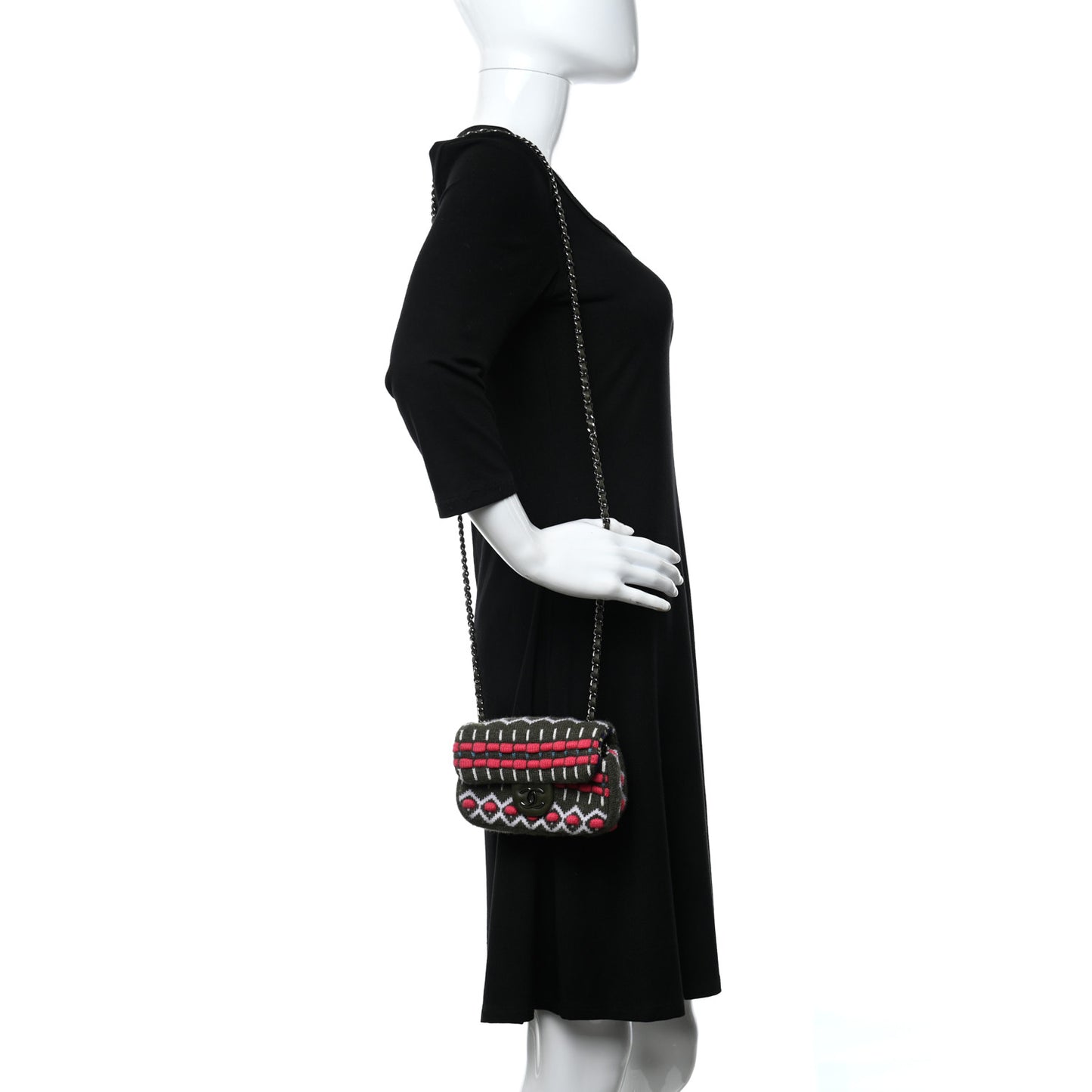 Cashmere Knit Extra Mini Single Flap Khaki Multicolor