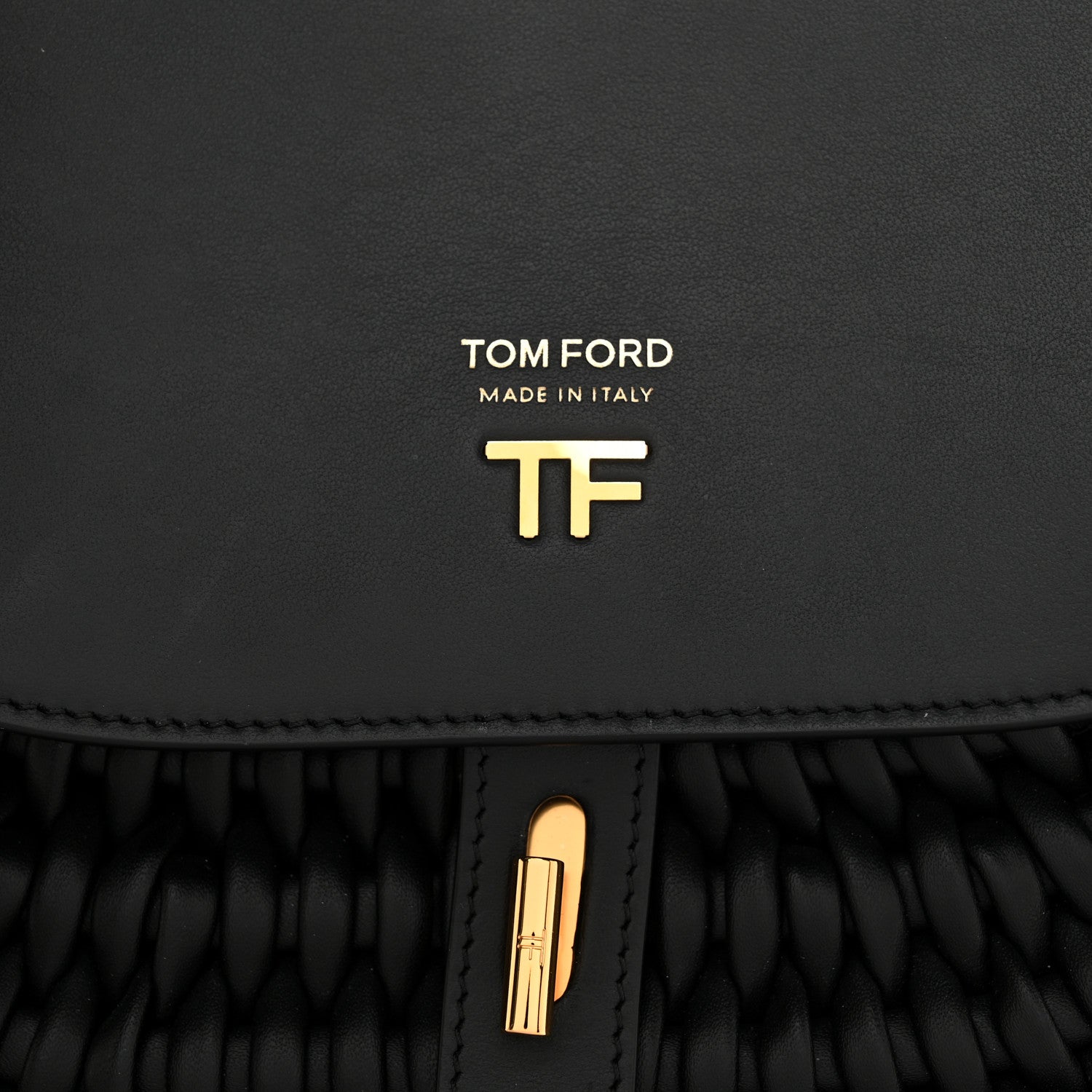 Tom Ford Calfskin Woven T-Twist Crossbody Black 7 of 9