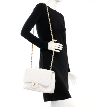 Chanel Caviar Quilted Jumbo Single Flap White 2 of 10