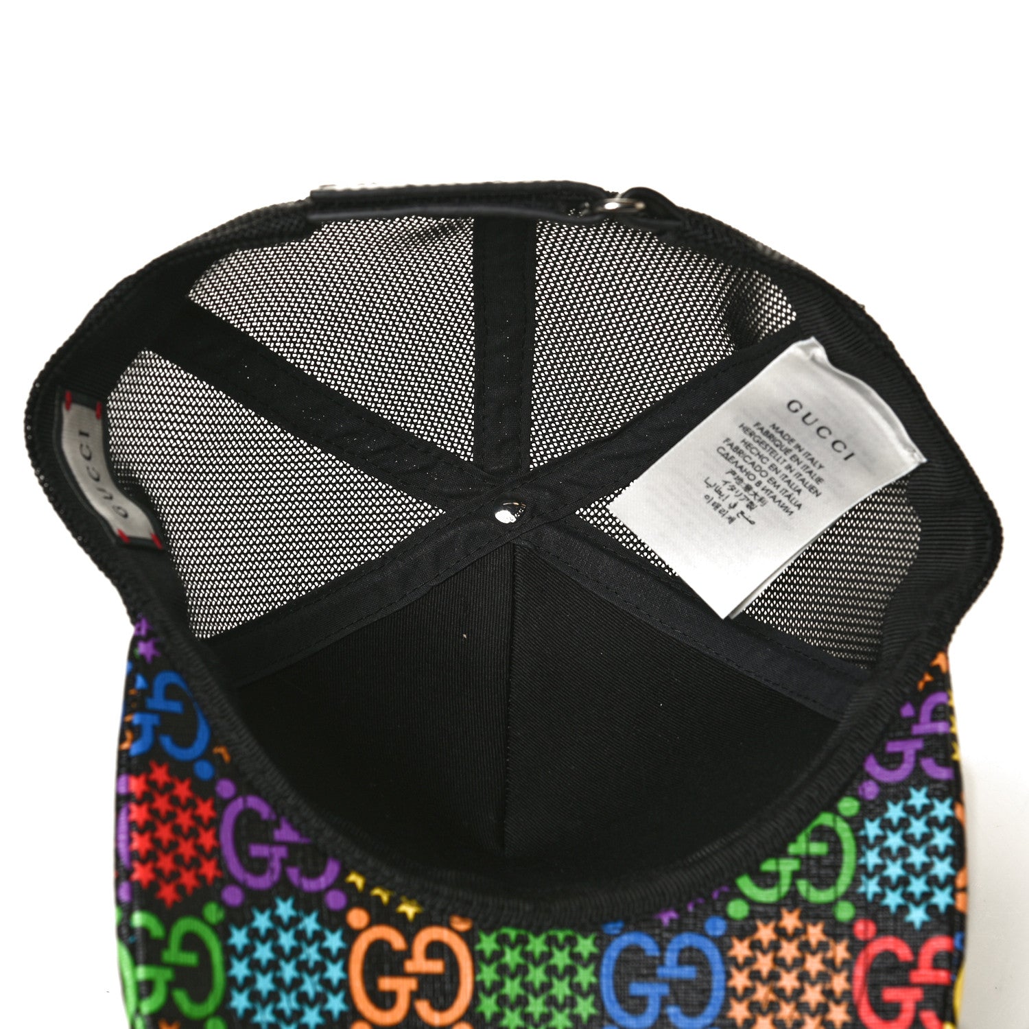 Gucci GG Supreme Monogram Psychedelic Baseball Hat M 58 Black 4 of 6