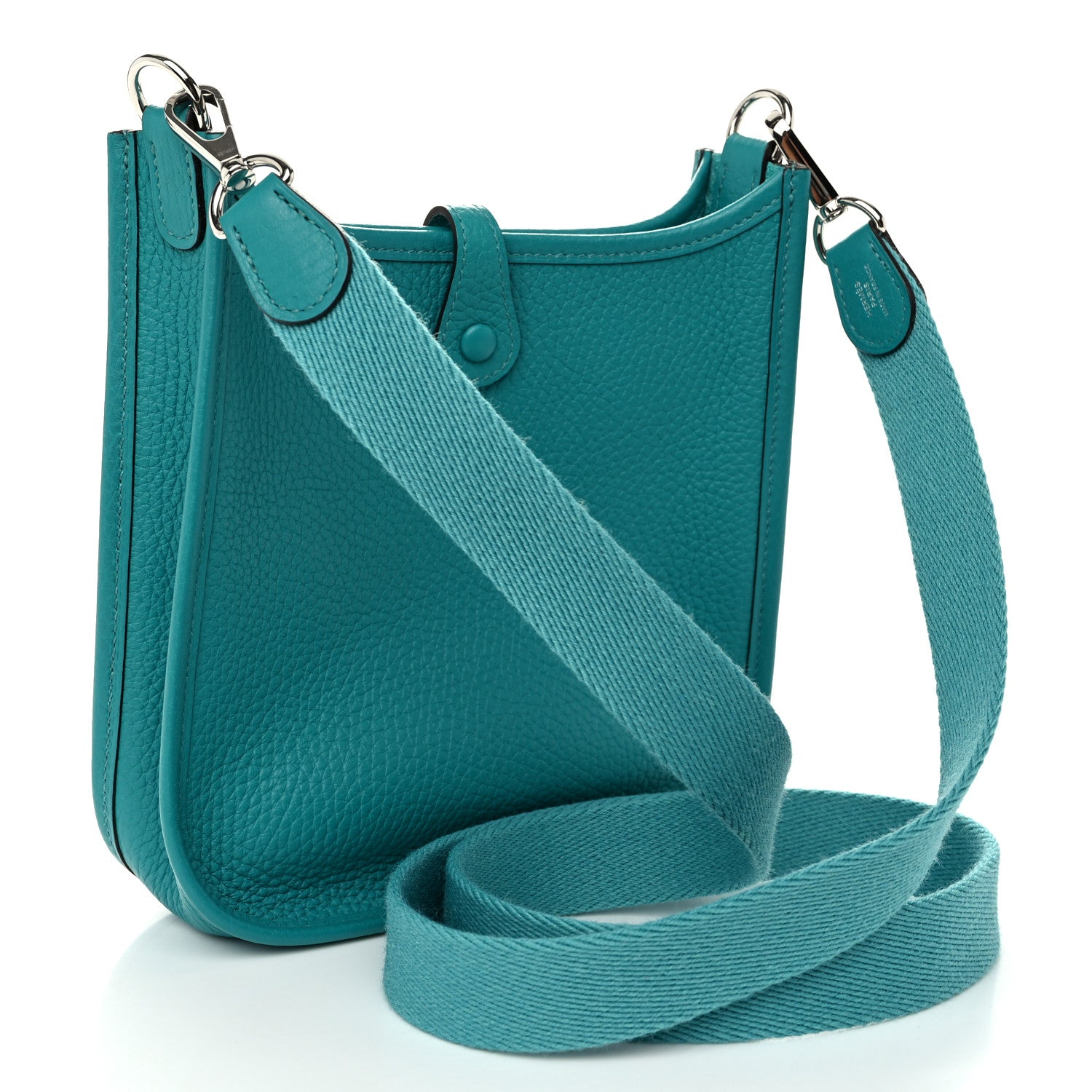 Hermes Taurillon Clemence Evelyne TPM Bleu Paon 3 of 11