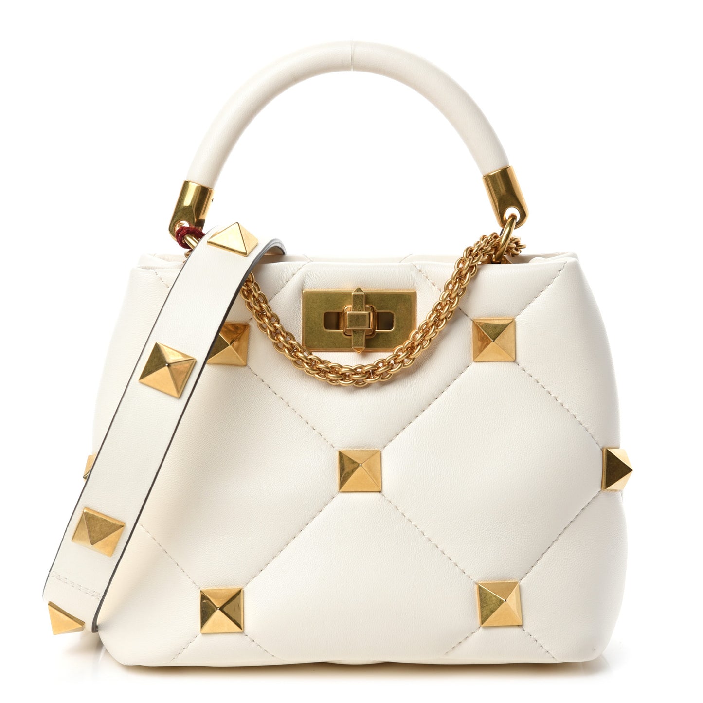 Nappa Small Roman Stud The Handle Bag Ivory