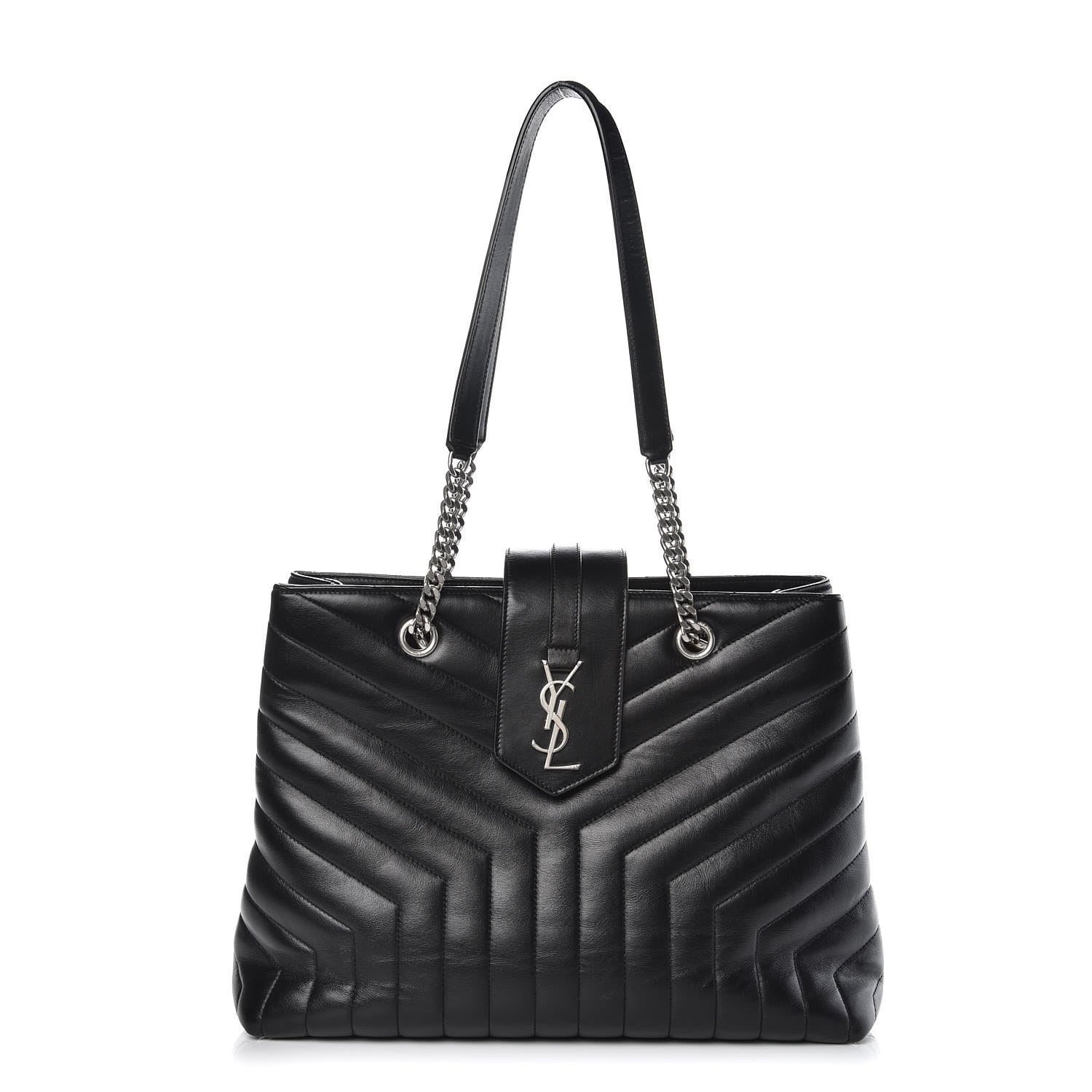 Saint Laurent Calfskin Y Quilted Monogram Large Loulou Shopper Black 1 of 14