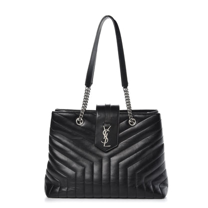 Saint Laurent Calfskin Y Quilted Monogram Large Loulou Shopper Black 1 of 14
