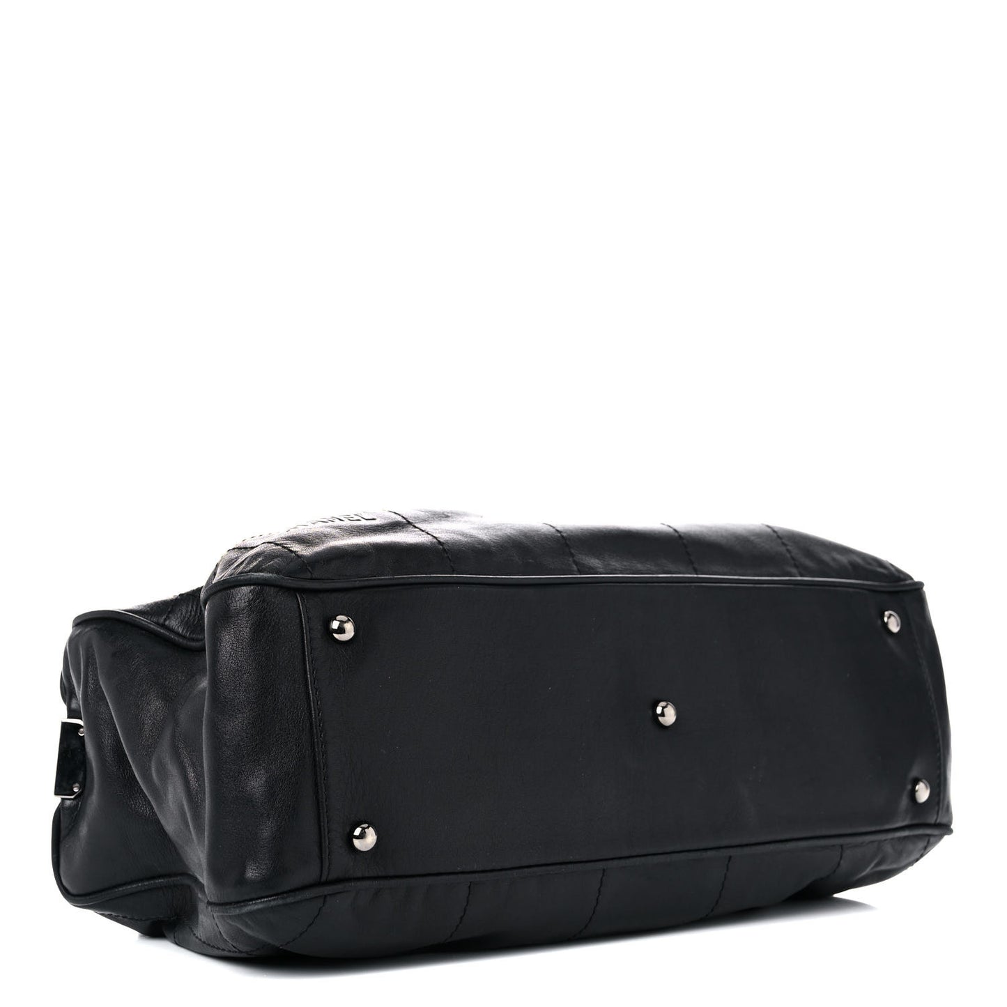 Lambskin Square Stitched Large Tote Black