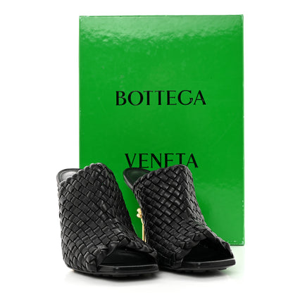 Bottega Veneta Soft Lambskin Intrecciato High Heel Knot Mules 38 Black 10 of 10