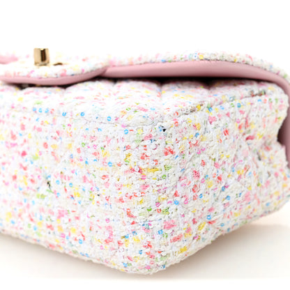 Chanel Tweed Sequin Quilted Mini Rectangular Flap White Pink Green Blue 10 of 10