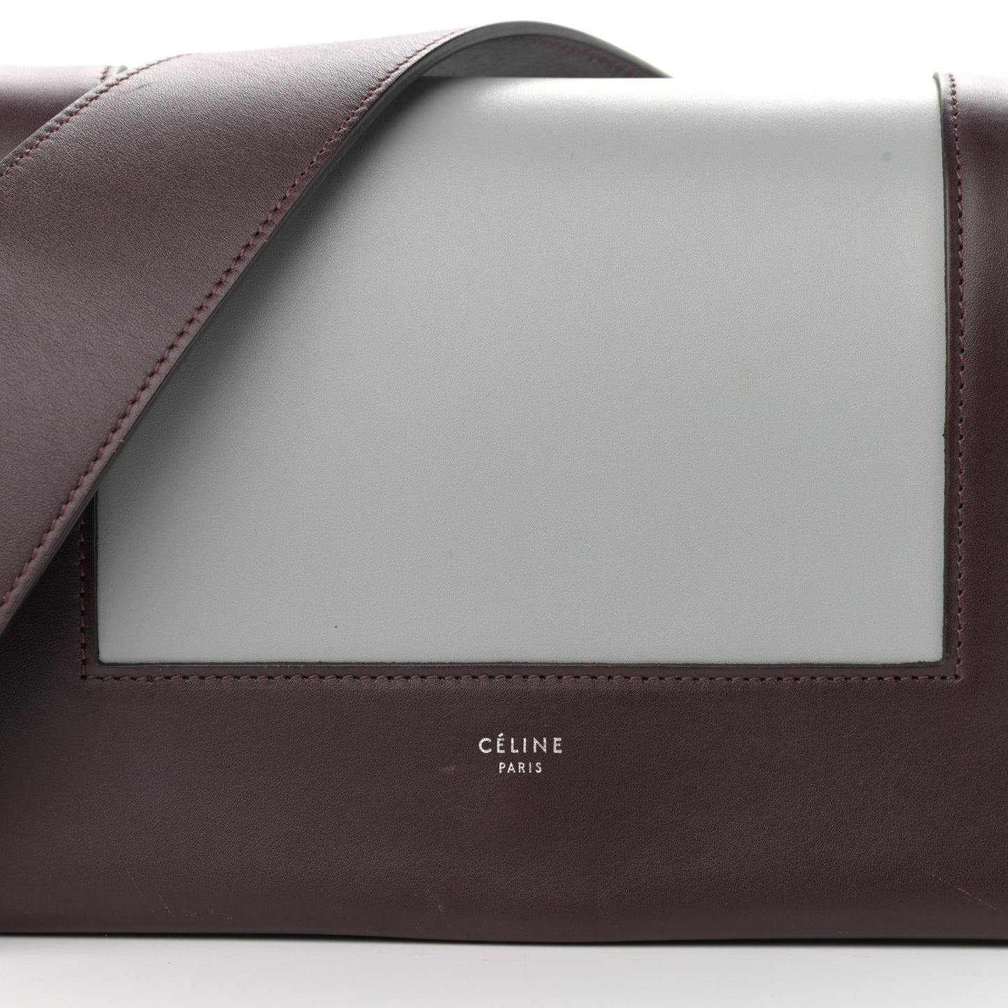 Shiny Smooth Calfskin Medium Frame Shoulder Bag Burgundy Pearl Blue