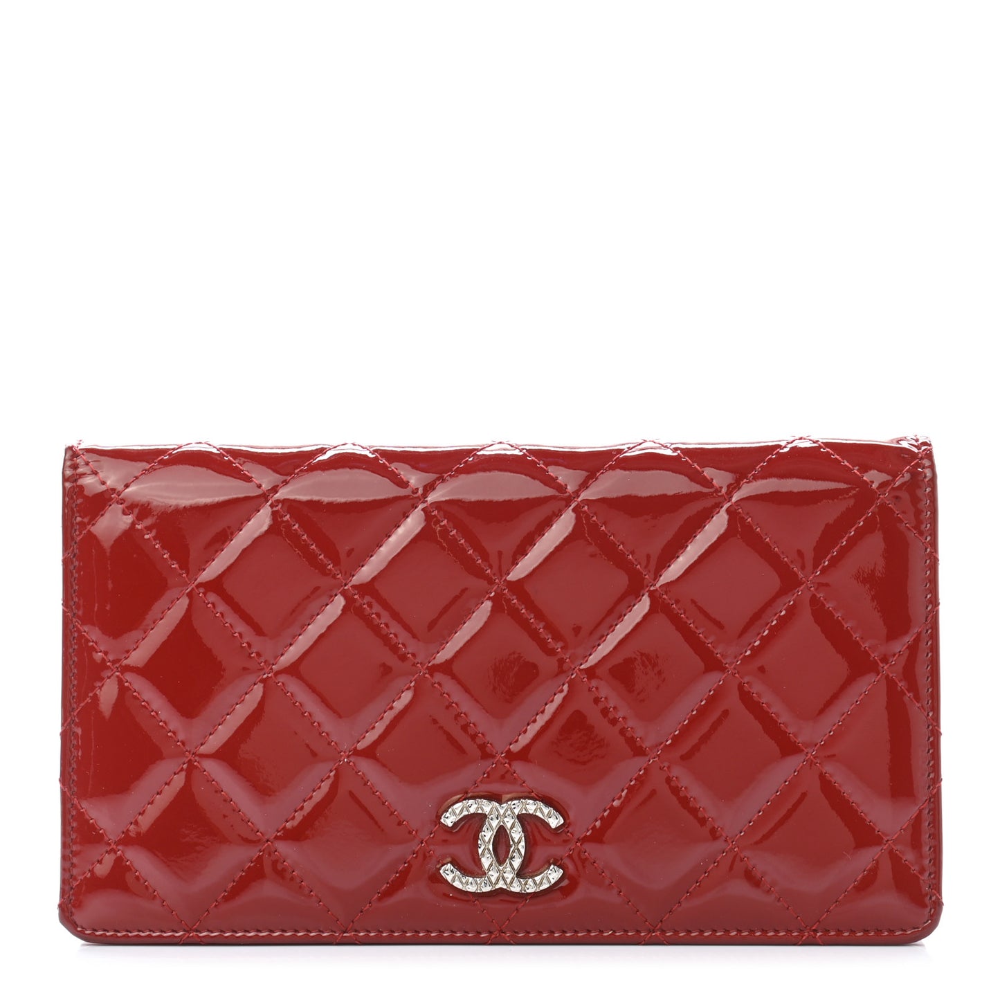 Patent Quilted Brilliant Yen Wallet Red
