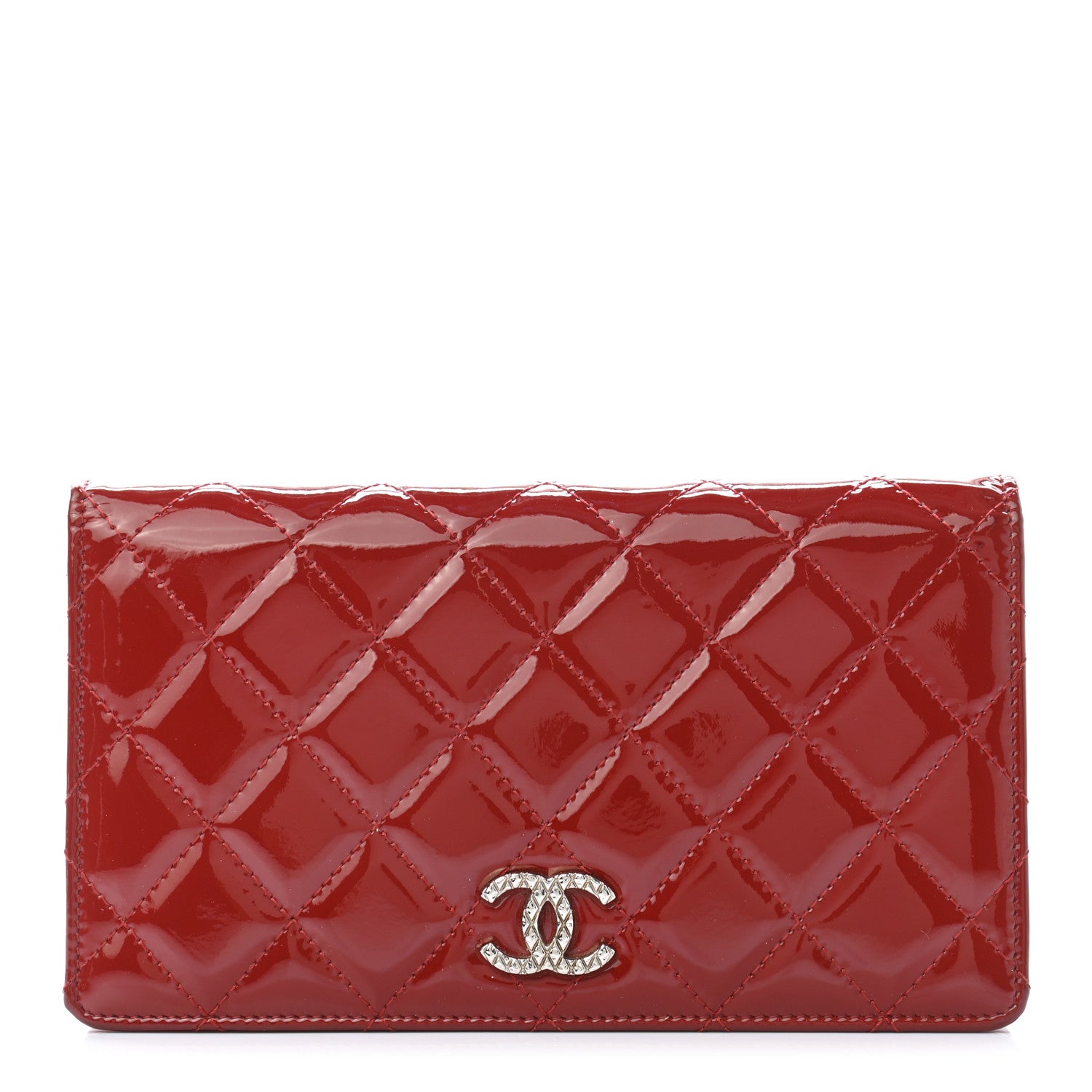 Chanel Patent Quilted Brilliant Yen Wallet Red 1 of 10