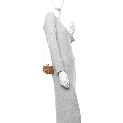 Fendi Shearling Nano Maxi Buckle Baguette Charm Camel 2 of 7