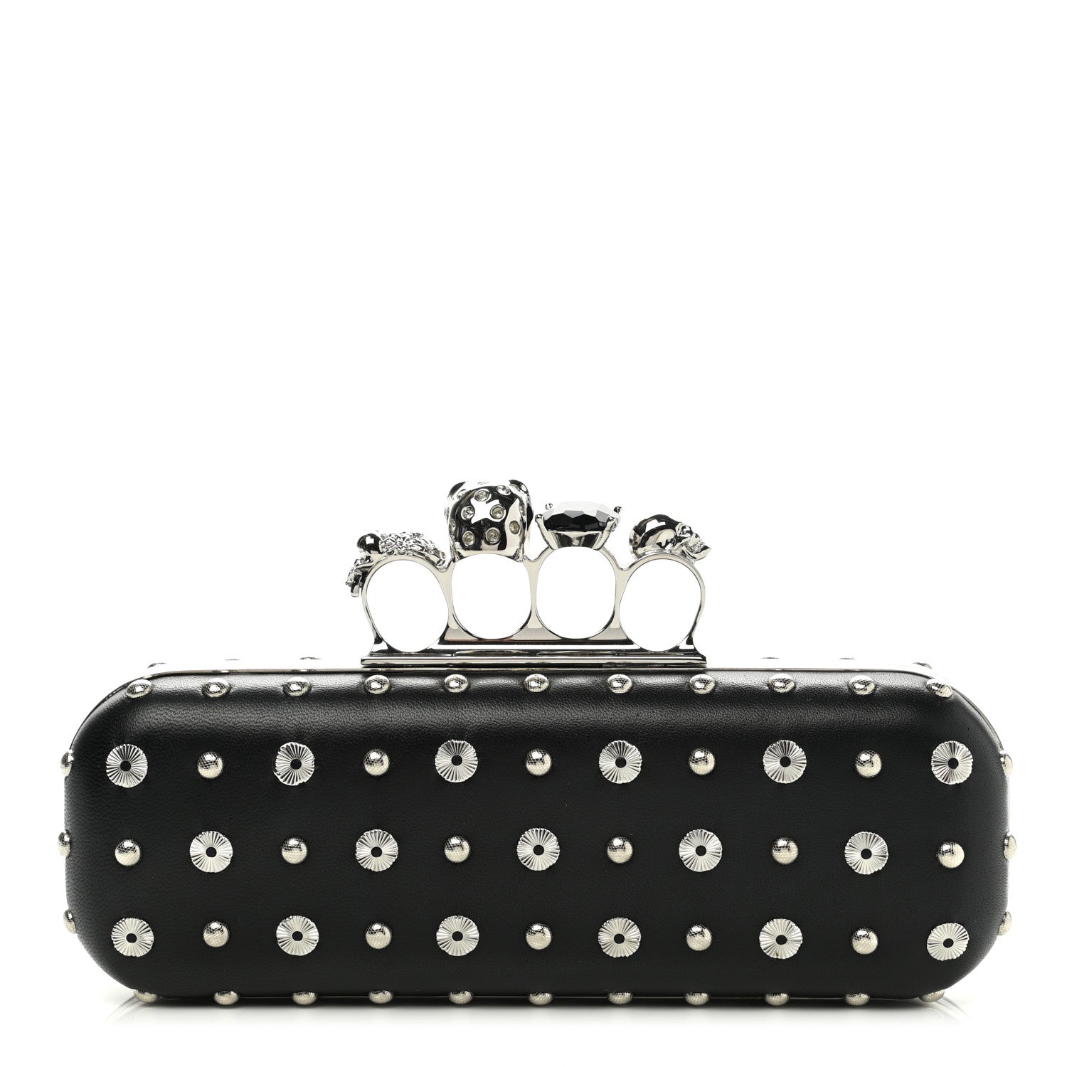 Alexander McQueen Nappa Studded Skull Knuckle Box Clutch Black 1 of 7