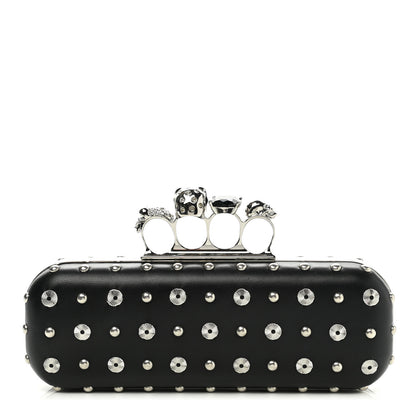 Alexander McQueen Nappa Studded Skull Knuckle Box Clutch Black 1 of 7
