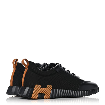 Hermes Technical Canvas Suede Goatskin Bouncing Sneakers 42 Black Miel 4 of 10