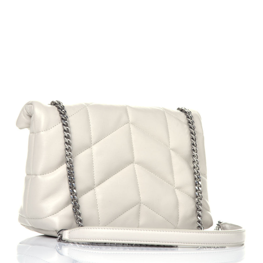 Lambskin Quilted Toy Loulou Puffer Monogram Chain Satchel Crema Soft