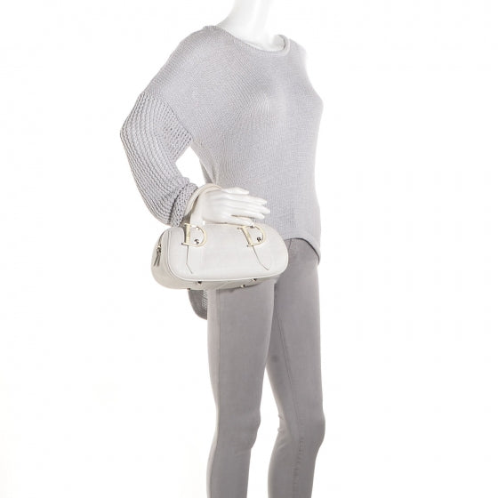 Christian Dior Cervo Deerskin Cannage Stitched Boston White 2 of 8