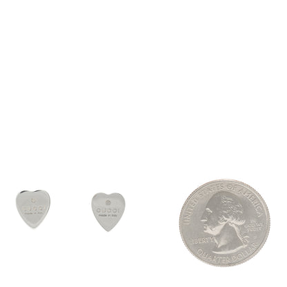 Gucci Sterling Silver Trademark Heart Stud Earrings 2 of 5