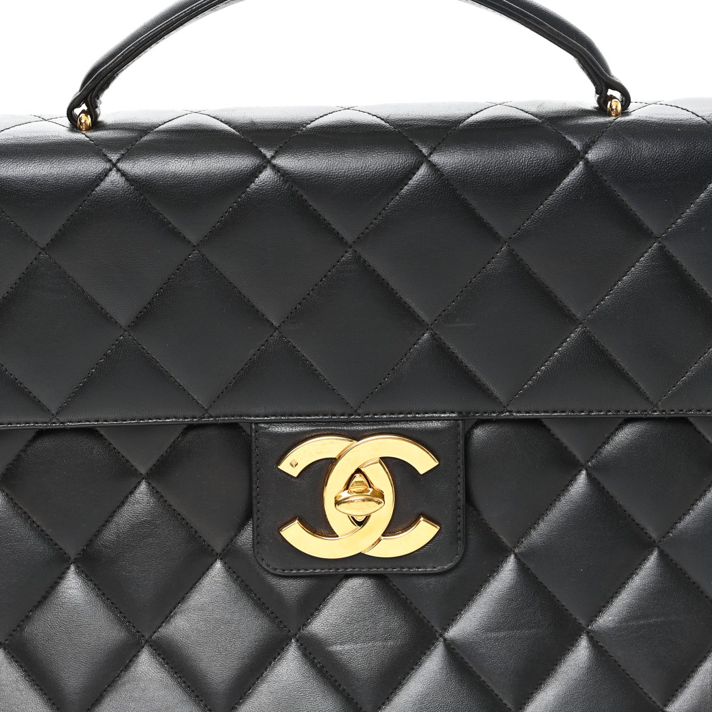 Lambskin Quilted Briefcase Laptop Bag Black