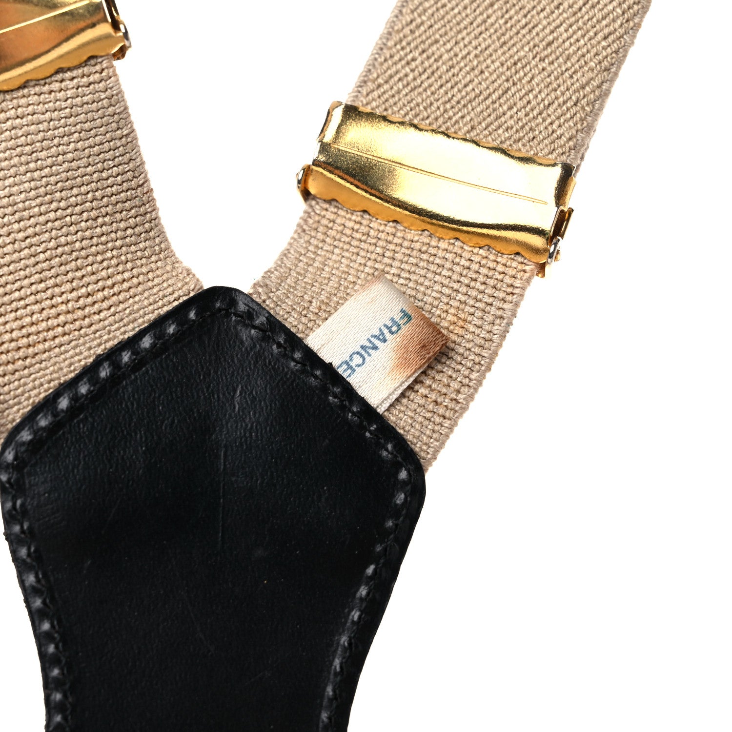 Chanel Elastic Logo Suspenders Beige Black 3 of 12