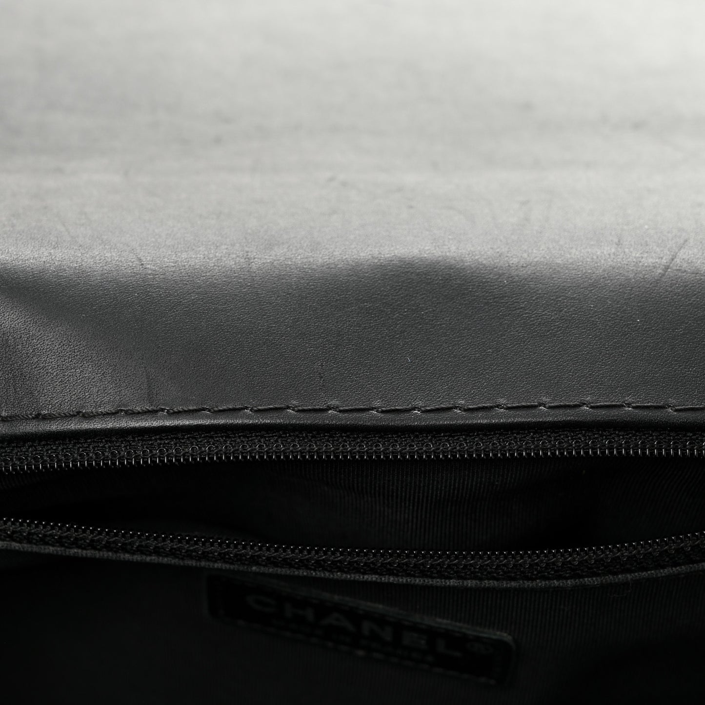 Calfskin Double Stitch Large Boy Flap Black
