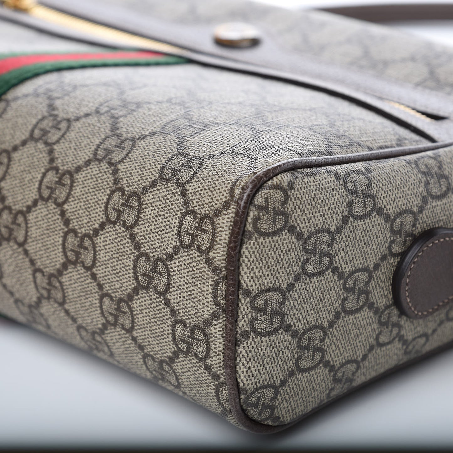 GG Supreme Monogram Web Small Ophidia Shoulder Bag Brown
