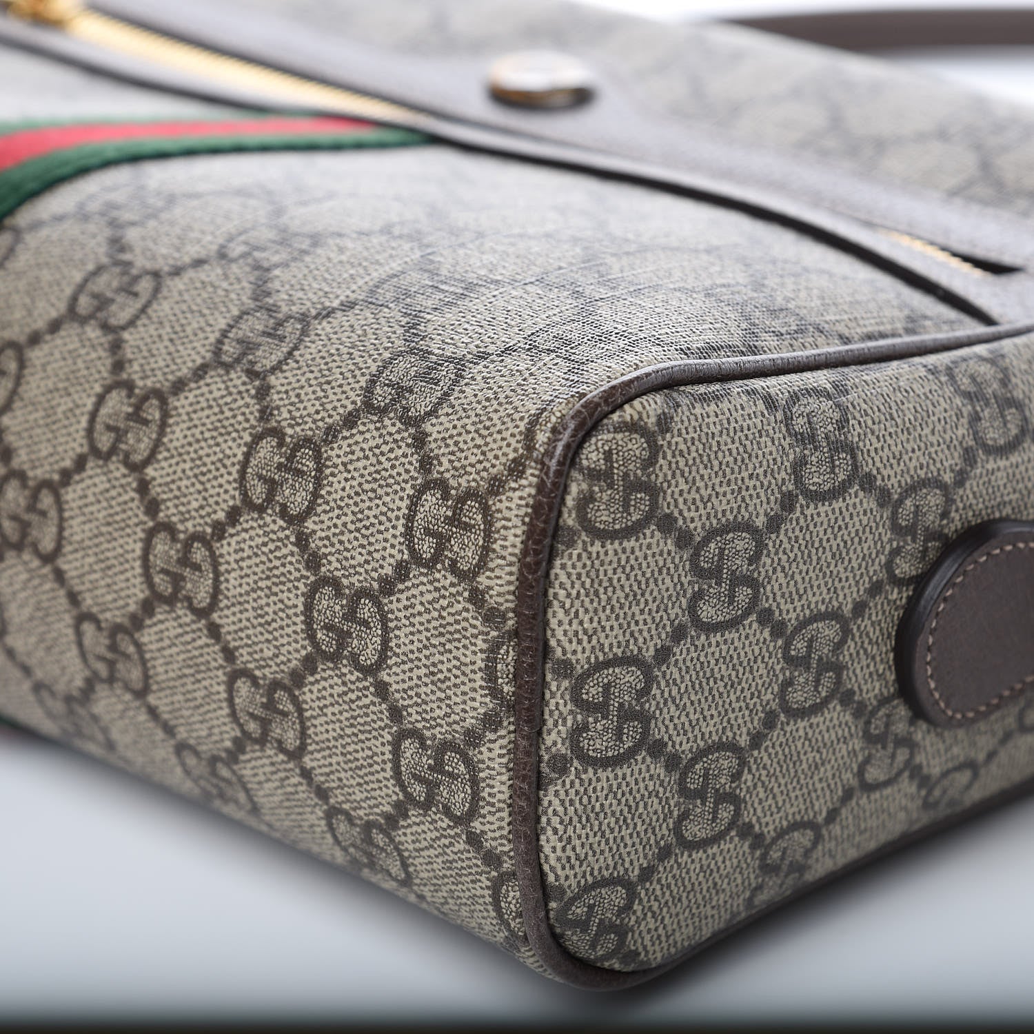 Gucci GG Supreme Monogram Web Small Ophidia Shoulder Bag Brown 9 of 9