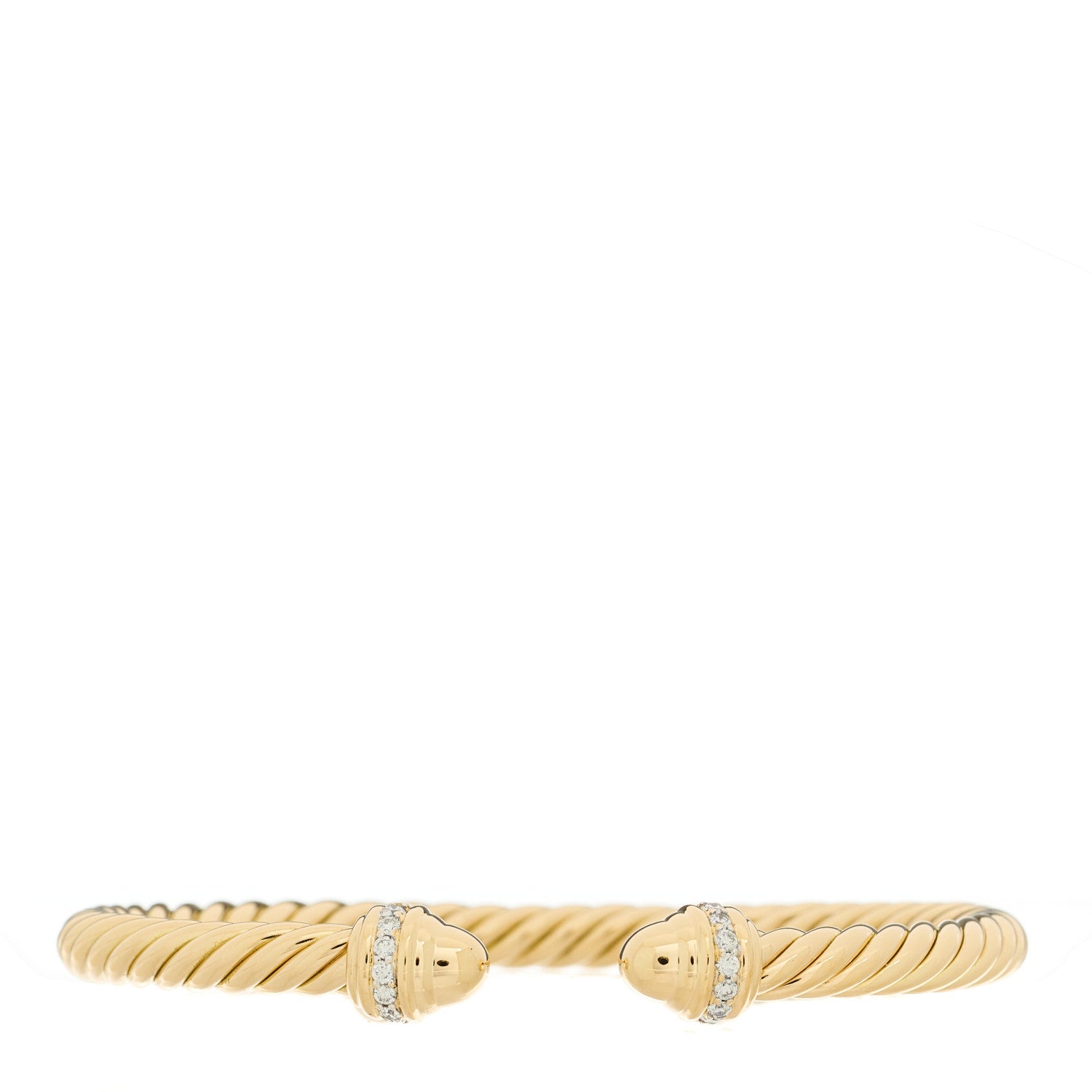 David Yurman 18K Yellow Gold Diamond 5mm Cable Classics Dome Bracelet 1 of 3