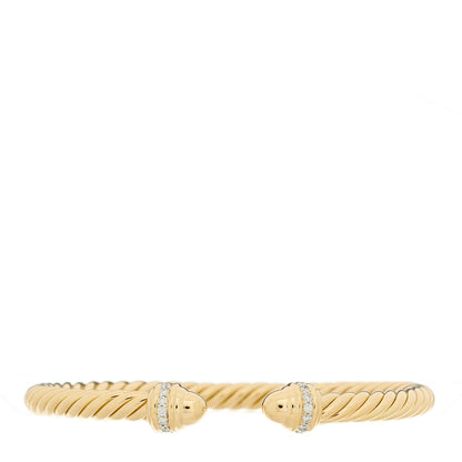 David Yurman 18K Yellow Gold Diamond 5mm Cable Classics Dome Bracelet 1 of 3