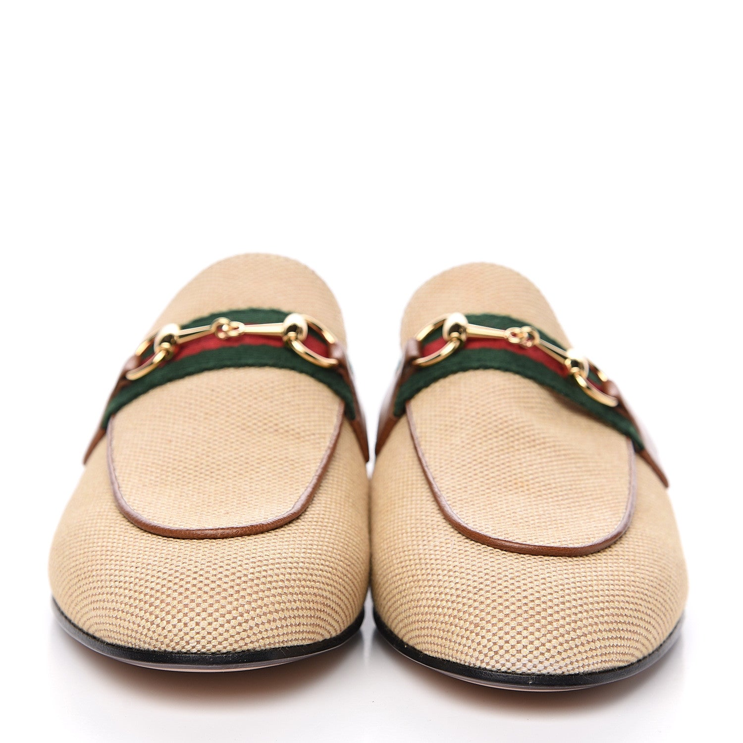 Gucci Canvas Vintage Charlotte Web Princetown Slippers 37 Sand Cuir 2 of 9