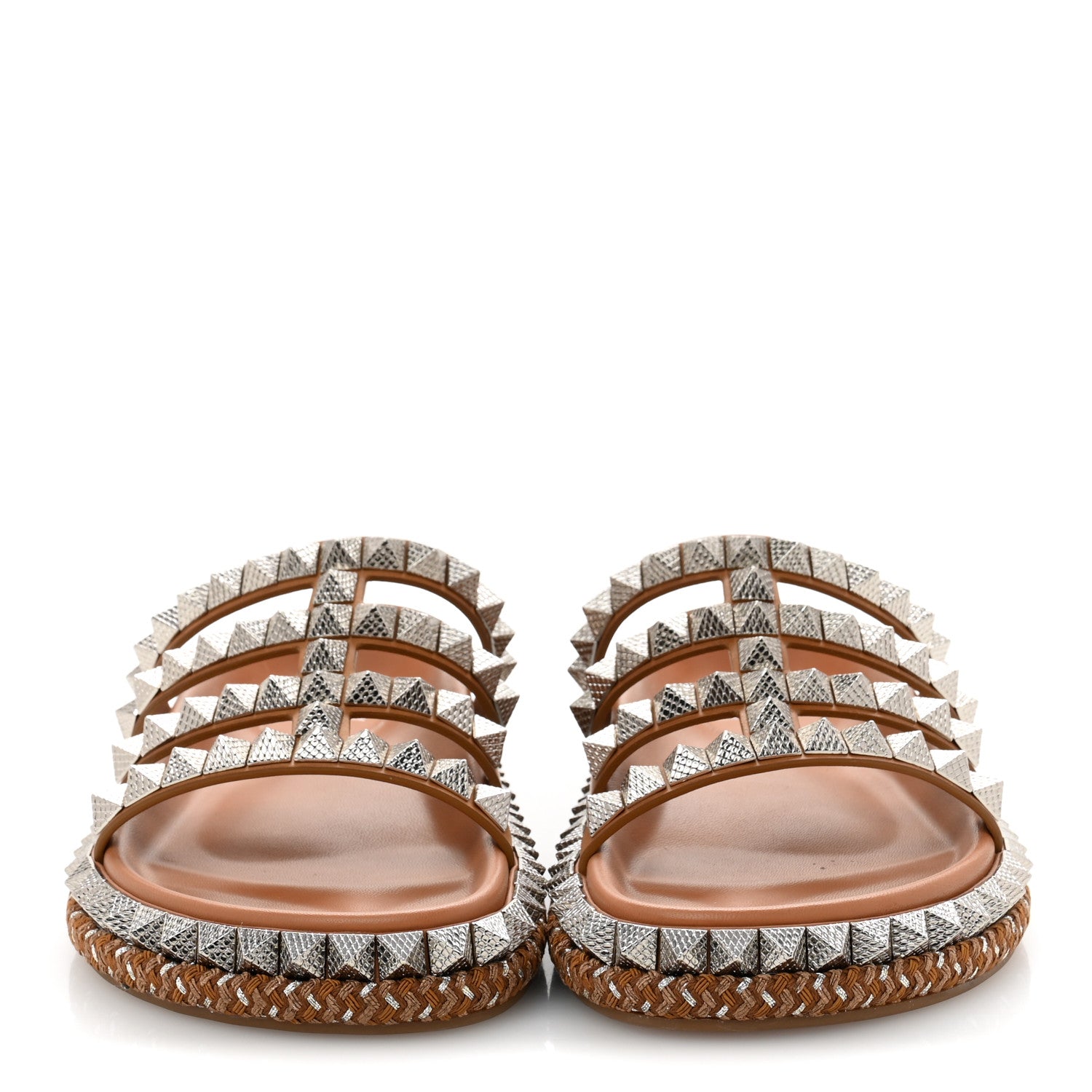 Christian Louboutin Pyra Hallulila Spike Mule Flat Slides 39.5 Terra 3 of 12