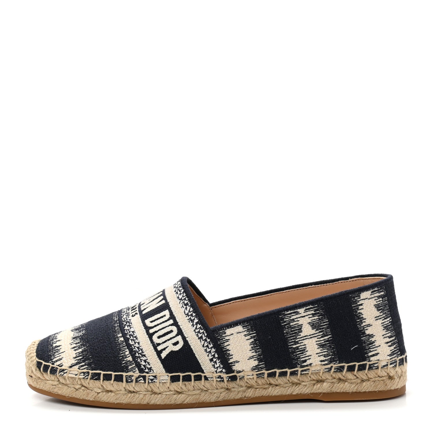 Christian Dior Cotton D-Stripes Embroidered Granville 15mm Espadrilles 38.5 Deep Blue 1 of 8