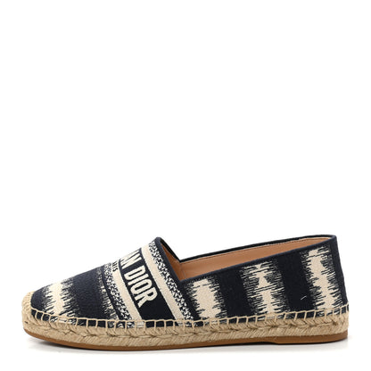 Christian Dior Cotton D-Stripes Embroidered Granville 15mm Espadrilles 38.5 Deep Blue 1 of 8
