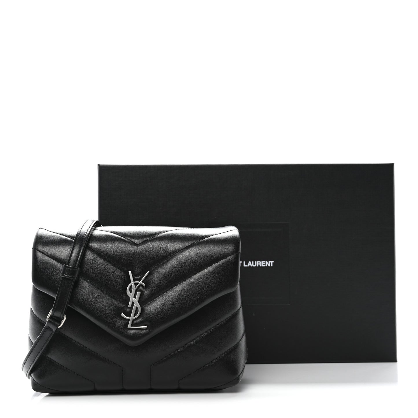 Calfskin Y Quilted Monogram Toy Loulou Crossbody Bag Black