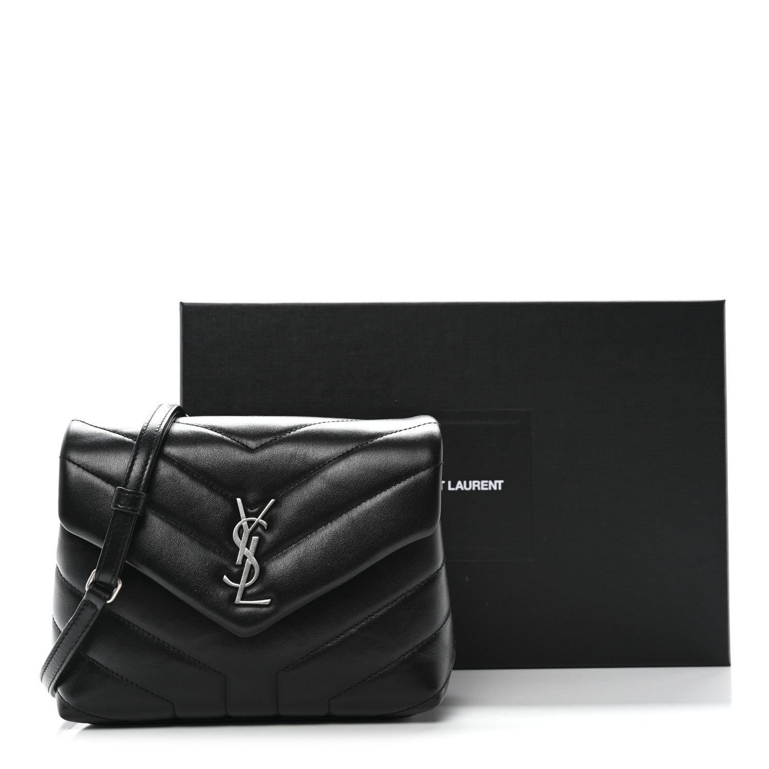 Saint Laurent Calfskin Y Quilted Monogram Toy Loulou Crossbody Bag Black 12 of 12