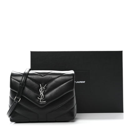 Saint Laurent Calfskin Y Quilted Monogram Toy Loulou Crossbody Bag Black 12 of 12