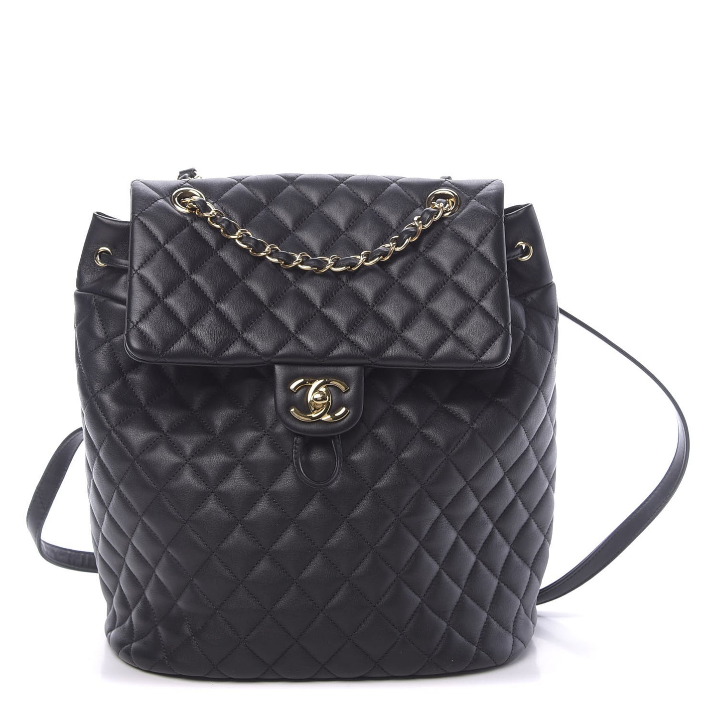 Lambskin Quilted Large Urban Spirit Backpack Black