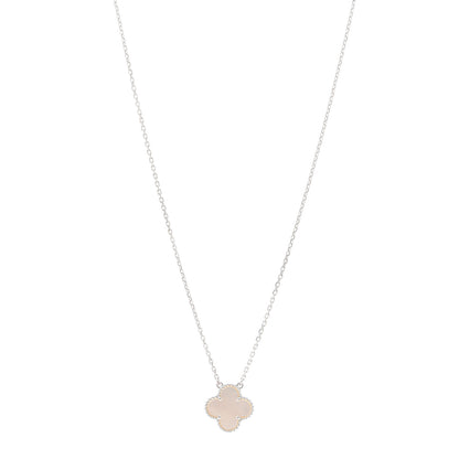 Van Cleef & Arpels 18K White Gold Mother of Pearl Vintage Alhambra Pendant Necklace 1 of 5