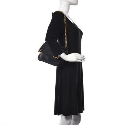 Fendi Vitello Grace Glazed Fabric FF 1974 Double F Shoulder Bag Black Mogano Panna 3 of 11