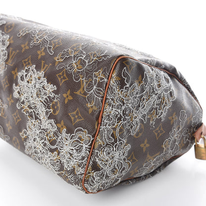 Louis Vuitton Monogram Dentelle Speedy 30 Silver 6 of 18