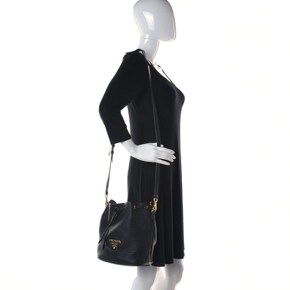 Prada Vitello Daino Bucket Bag Black 2 of 9