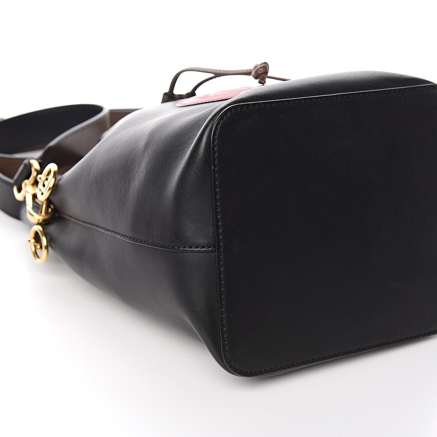Fendi Vitello Century Matte F is Fendi Stamp Patch Bi-Color Grande Mon Tresor Bucket Bag Black Maya Fragola 8 of 11