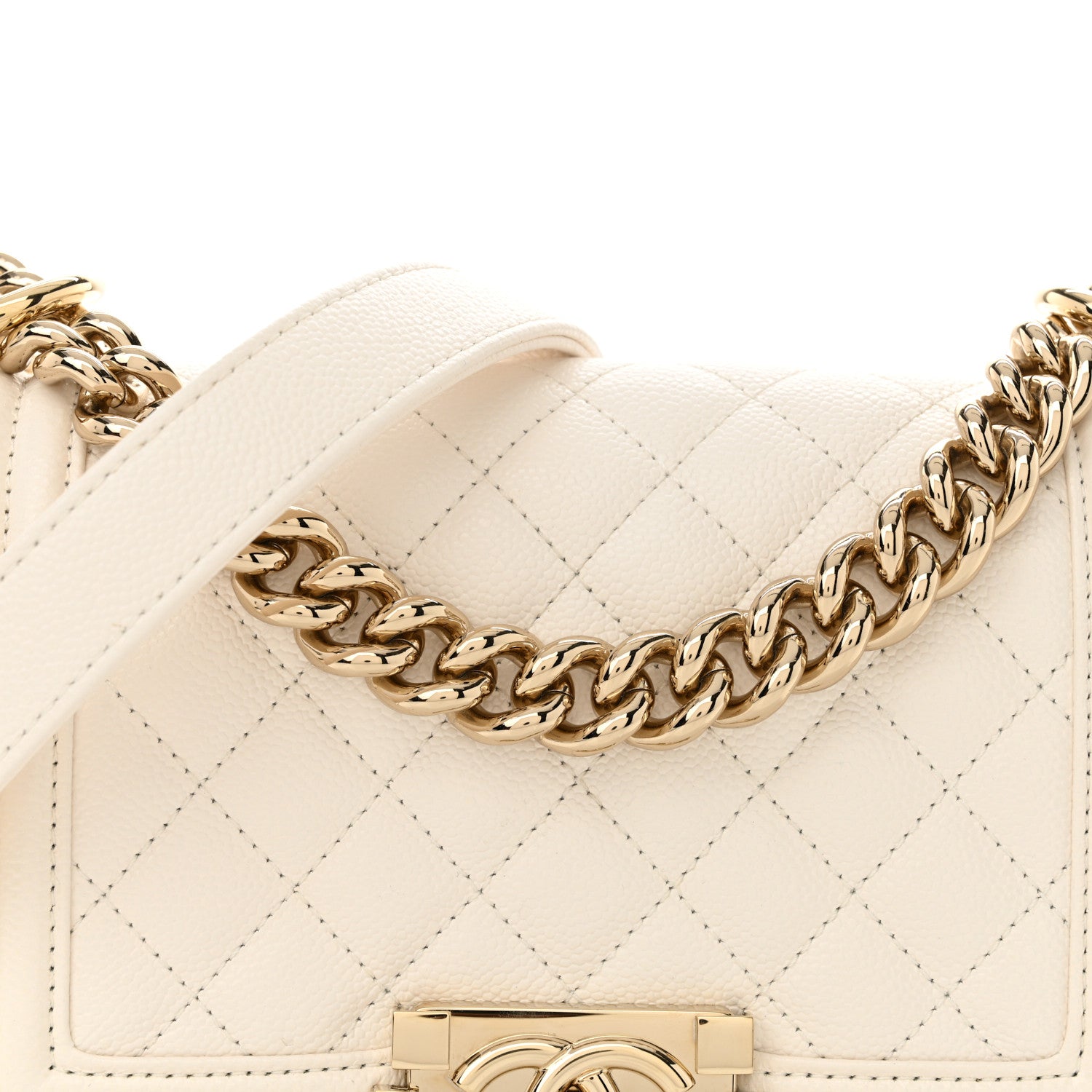 Chanel Caviar Quilted Small Boy Flap White 8 of 10
