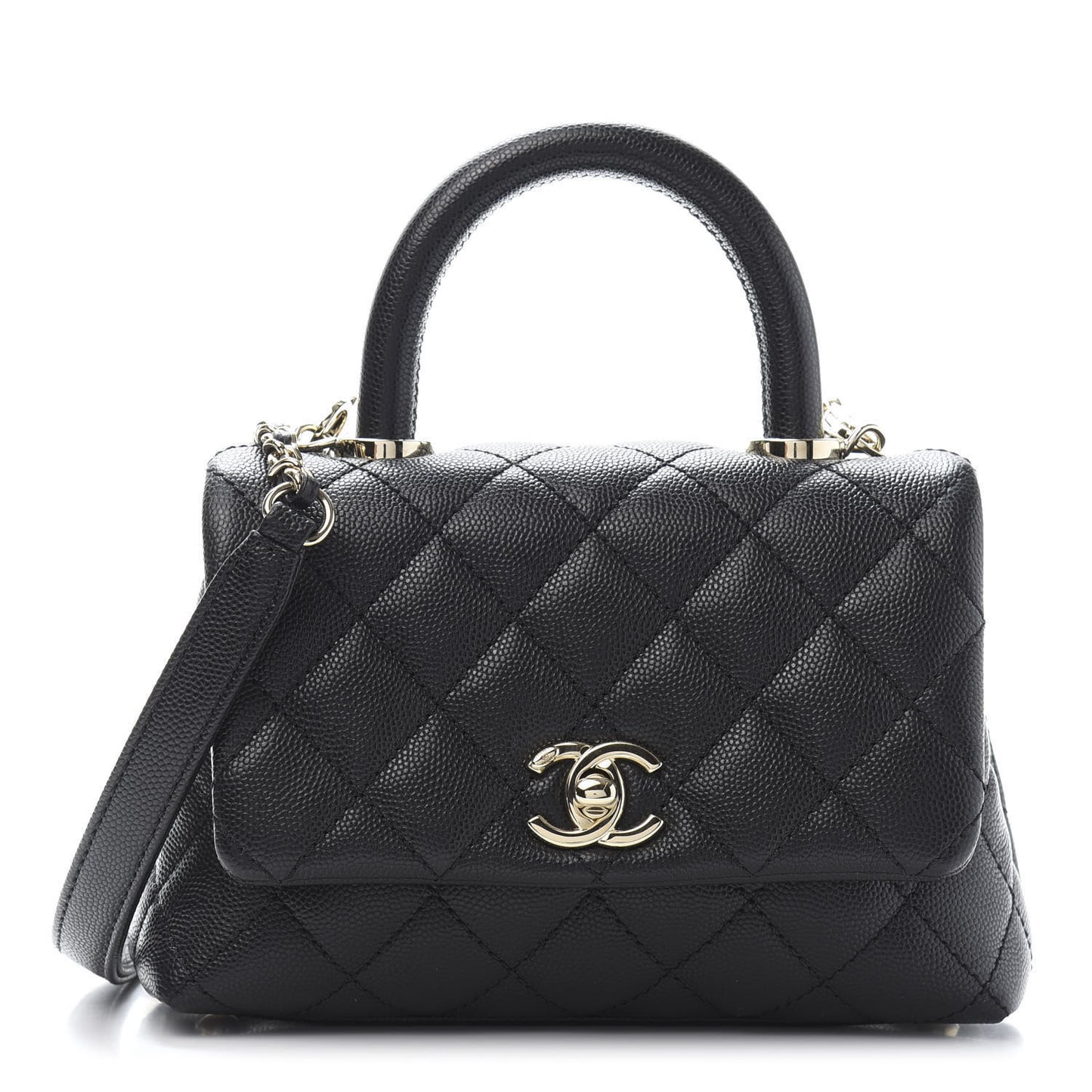 Caviar Quilted Extra Mini Coco Handle Flap Black