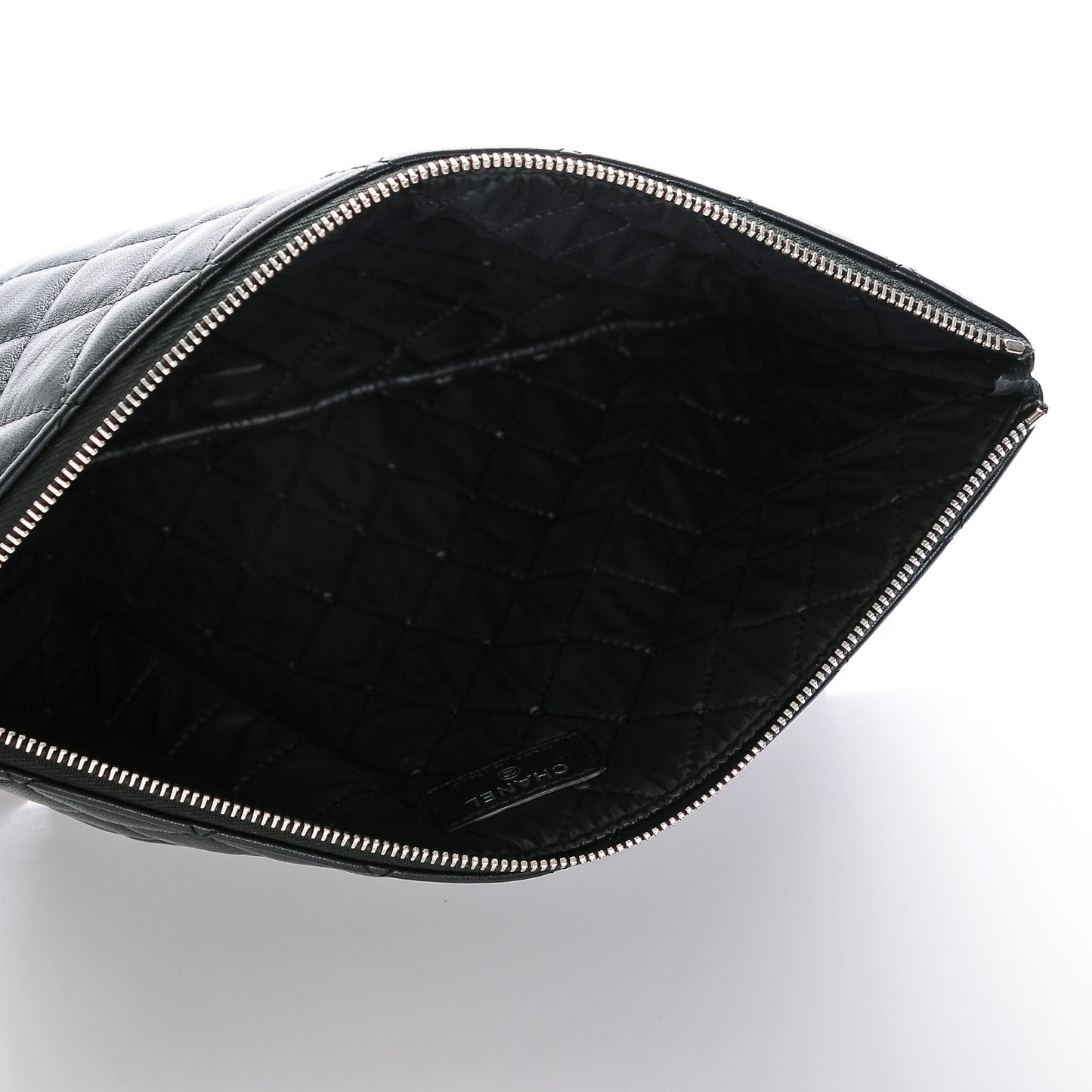 Lambskin Quilted Medium Cosmetic Case Black